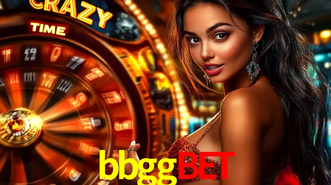 Mulher ao lado da roda de prêmios do jogo de cassino ao vivo Crazy Time, um dos shows de jogos mais emocionantes oferecidos pela plataforma de apostas bbggbet.