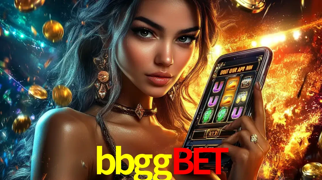 Mulher elegante mostrando um jogo de caça-níqueis em seu smartphone, destacando a experiência de cassino móvel oferecida pelo aplicativo bbggbet.